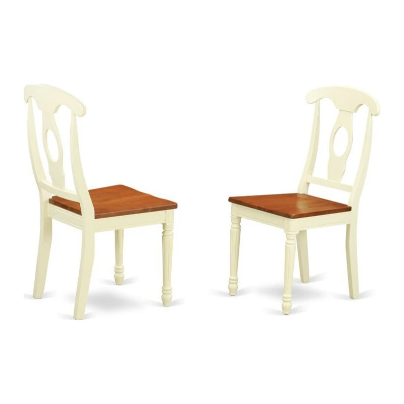 East West Furniture Plainville 9-piece Wood Dinette Set In Buttermilk/Cherry 6 East West Furniture Plainville 9-piece Wood Dinette Set In Buttermilk/Cherry - Image 4