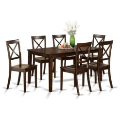 East West Furniture Capri 7-piece Wood Dining Room Set In Cappuccino