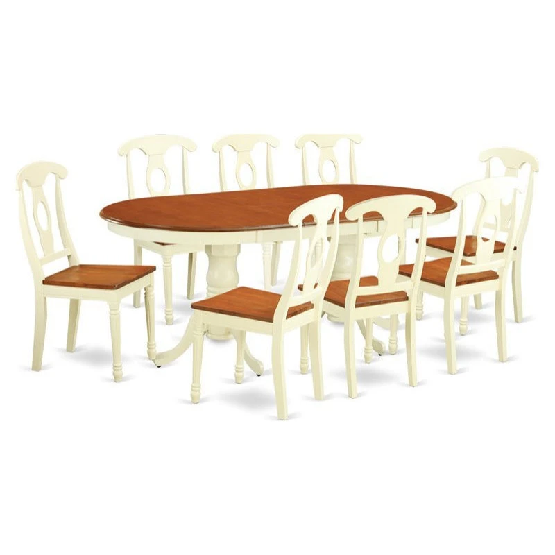 East West Furniture Plainville 9-piece Wood Dinette Set In Buttermilk/Cherry 3 East West Furniture Plainville 9-piece Wood Dinette Set In Buttermilk/Cherry