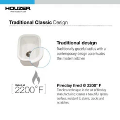 Houzer PTB-1318 Platus 12-3/16" Undermount Single Basin Fireclay - Biscuit -Whole House Kitchenware 0171d11800cd089f 4580 w800 h800 b0 p0