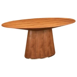 71" Contemporary Semi Gloss Brown Oval Dining Table For 6 People
