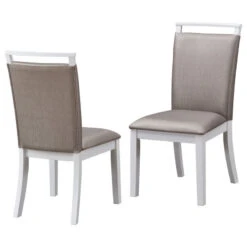 Danby 7 Piece Dining Set, Gray Fabric And Cappuccino Wood, White, Table And 8 Ch -Whole House Kitchenware 03b1193700d59022 8492 w800 h800 b1 p0