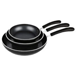 3 PC Frying Pan Set W/ Non-Stick Coating Induction Compatible Bottom, 8"/10"/12"