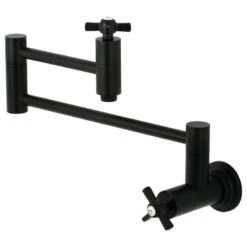 Kingston Brass Wall Mount Pot Filler Kitchen Faucet, Matte Black