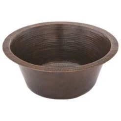Premier Copper Products 16" Round Hammered Copper Bar Sink With 2" Drain Size, 3.5"