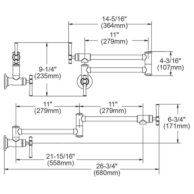 Elkay Explore Wall Mount Pot Filler Kitchen Faucet W/ Lever Handles, Chrome 6 Elkay Explore Wall Mount Pot Filler Kitchen Faucet W/ Lever Handles, Chrome - Image 4