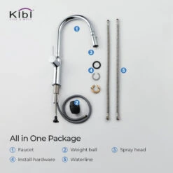 KIBI Hilo Single Handle Pull Down Kitchen Faucet, Chrome, W/O Soap Dispenser -Whole House Kitchenware 089160b40f1b5355 9913 w800 h800 b0 p0