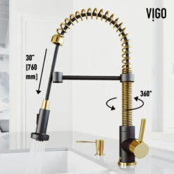 VIGO Edison Pull Down Kitchen Faucet, Matte Gold/Matte Black, With Soap Dispenser -Whole House Kitchenware 08c16d020f08bf9c 7363 w800 h800 b0 p0
