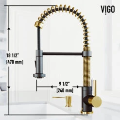 VIGO Edison Pull Down Kitchen Faucet, Matte Gold/Matte Black, With Soap Dispenser -Whole House Kitchenware 0a3106210f08bfa0 7363 w800 h800 b0 p0