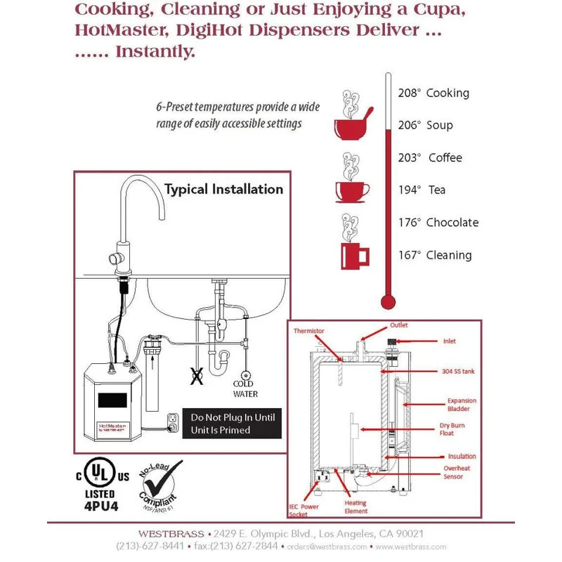 Contemporary 10" Hot And Cold Water Dispenser With HotMaster DigiHot Digital, Stainless Steel 8 Contemporary 10" Hot And Cold Water Dispenser With HotMaster DigiHot Digital, Stainless Steel - Image 6