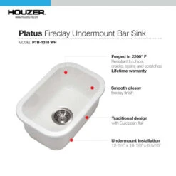 Houzer PTB-1318 Platus 12-3/16" Undermount Single Basin Fireclay - Biscuit -Whole House Kitchenware 0c41d16800cd08a0 4580 w800 h800 b0 p0