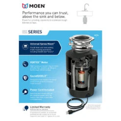Moen GXS75C GX 3/4 HP Continuous Garbage Disposal - Stainless Steel -Whole House Kitchenware 0c61ddb50eb054ff 1060 w800 h800 b0 p0