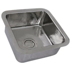 Nantucket Sinks 16.625" Hammered Brass Square Bar Sink, Stainless Steel