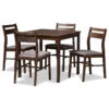 Lovy Gray Fabric Upholstered Dark Walnut-Finished 5-Piece Wood Dining Set