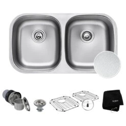 Premier 32" Undermount Stainless Steel 2-Bowl 16 Gauge Kitchen Sink 50/50 Split