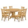 East West Furniture Avon 7-piece Dining Set With Wood Seat In Oak
