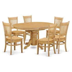 East West Furniture Avon 7-piece Dining Set With Wood Seat In Oak