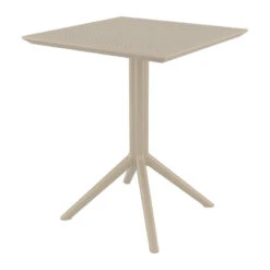 Pemberly Row Contemporary 24 Inch Square Folding Table In Taupe Finish