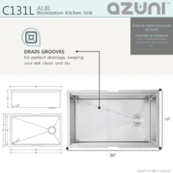 30"L X 19"L Single Bowl Undermount 16G Reversible Workstation Kitchen Sink -Whole House Kitchenware 134149f40fbcffd1 5013 w800 h800 b0 p0