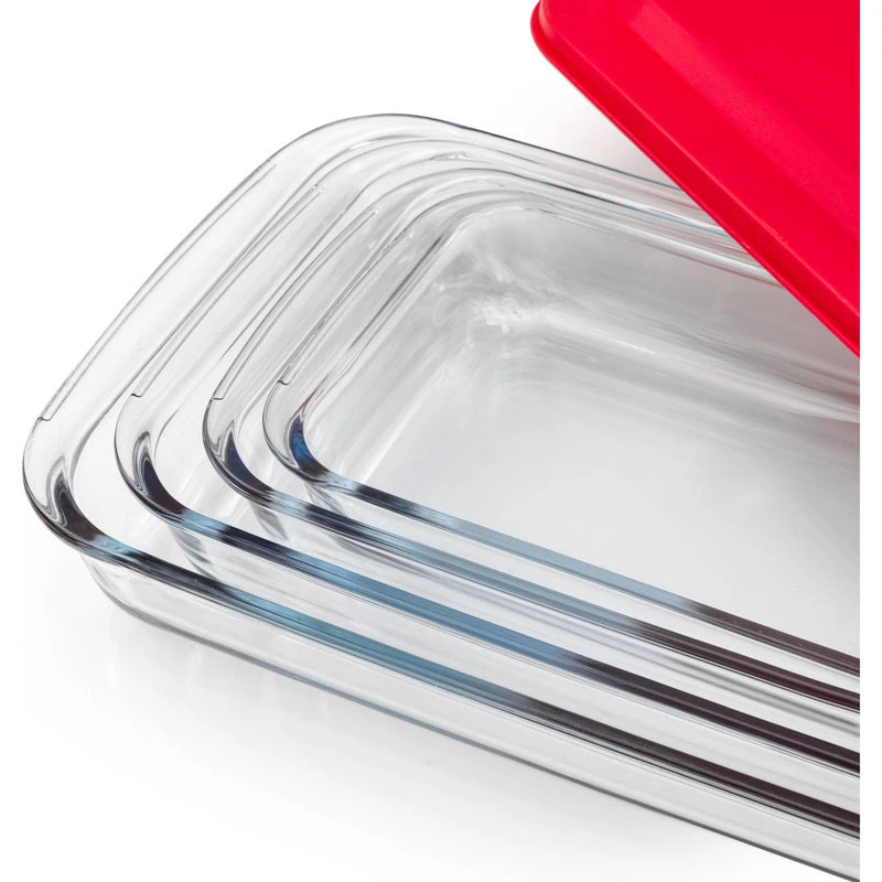 4 Glass Bakeware Containers Red 7 4 Glass Bakeware Containers Red - Image 5