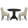 3-Piece Set, Round Table, 2 Parson Chairs, Light Beige Fabric, Black -Whole House Kitchenware 1421aaa30f6b06a7 3408 w800 h800 b1 p0