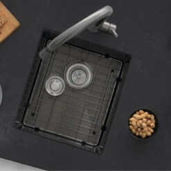 STYLISH 16in Graphite Black Single Bowl Undermount Stainless Steel Kitchen Sink -Whole House Kitchenware 1511dcf300d9dbec 8173 w800 h800 b0 p0