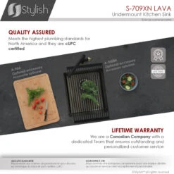 STYLISH 16in Graphite Black Single Bowl Undermount Stainless Steel Kitchen Sink -Whole House Kitchenware 15c1375e00d9dc22 8173 w800 h800 b0 p0