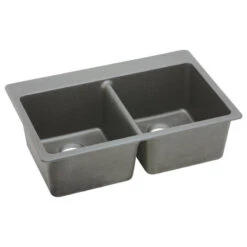 ELG3322GS0 Quartz Classic 33" X 22" Equal Double Bowl Drop-in Sink, Greystone -Whole House Kitchenware 1621c3210e6019e6 1375 w800 h800 b1 p0