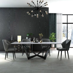 Stylish 79" Rectangle White Faux Marble Top Dining Table, Large -Whole House Kitchenware 16712cd600f687e9 5275 w800 h800 b0 p0