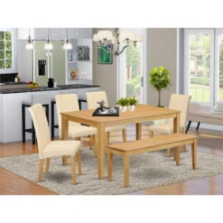 East West Furniture Capri 6-piece Wood Dining Set In Oak/Brown -Whole House Kitchenware 16c190b901b19962 6819 w800 h800 b0 p0
