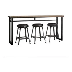 Benjara 4-piece Modern Faux Leather Counter Height Dining Table Set In Black