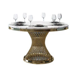 Modern Pedestal Dining Table Faux Marble Tabletop Golden Stainless Steel Frame -Whole House Kitchenware 1b01dc200ecba2ba 1899 w800 h800 b1 p0
