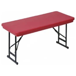 Correll 17-27" Adjustable Height Heavy Duty Blow-Molded Folding Table In Red
