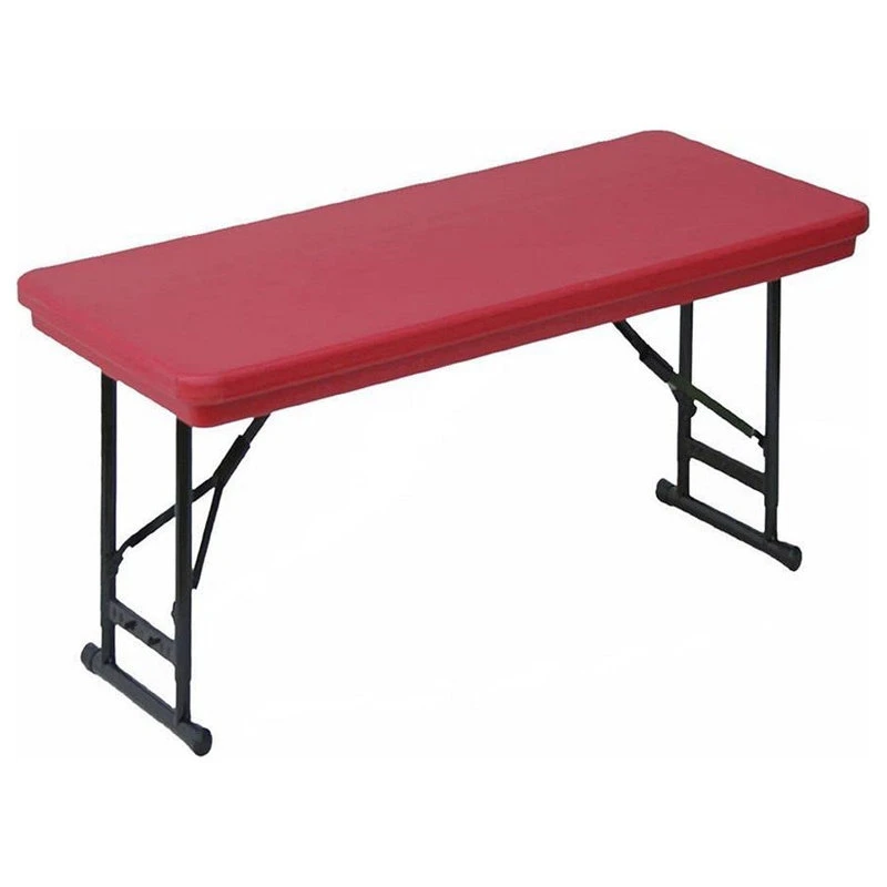 Correll 17-27" Adjustable Height Heavy Duty Blow-Molded Folding Table In Red 3 Correll 17-27" Adjustable Height Heavy Duty Blow-Molded Folding Table In Red