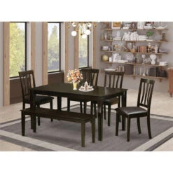 East West Furniture Capri 6-piece Wood Dining Set W/ Leather Seat In Cappuccino -Whole House Kitchenware 1ce1c42f028720e3 6789 w800 h800 b0 p0
