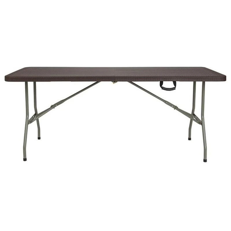 Flash Furniture 29"x71" Bi-Fold Rattan Plastic Folding Table, Brown 4 Flash Furniture 29"x71" Bi-Fold Rattan Plastic Folding Table, Brown - Image 2