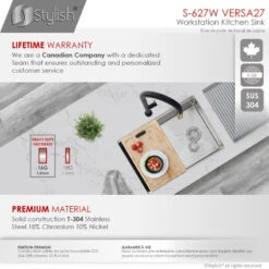 27 Inch Workstation Single Bowl Undermount 16 Gauge Stainless Steel Kitchen Sink -Whole House Kitchenware 21115c5c0fffccaa 5556 w800 h800 b0 p0