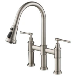Allyn Traditional 3-Function Bridge Pull-Down Kitchen Faucet Spot Free Stainless