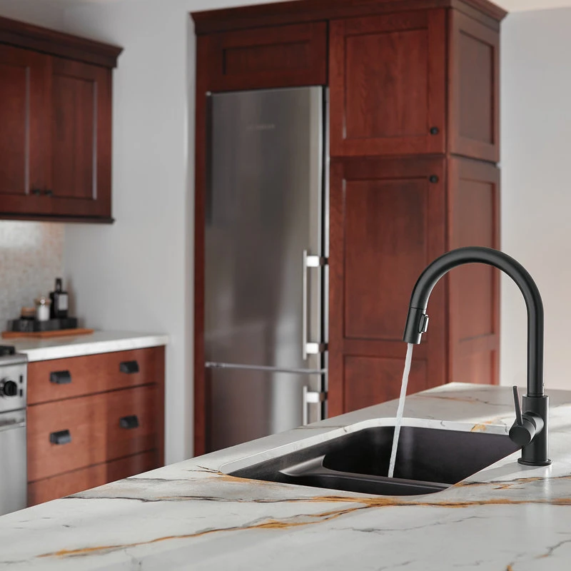 Delta Trinsic Single Handle Pull-Down Kitchen Faucet, Matte Black 6 Delta Trinsic Single Handle Pull-Down Kitchen Faucet, Matte Black - Image 4