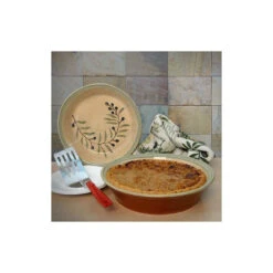 Glazed Terra Cotta Pottery Deep-Dish Pie Plate With Olive Branch Motif 9 Glazed Terra Cotta Pottery Deep-Dish Pie Plate With Olive Branch Motif -Whole House Kitchenware 2501bba40a6b47d6 0182 w800 h800 b0 p0