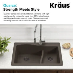 Quarza 33" Drop-In Undermount Granite Composite 60/40 Kitchen Sink, Brown 19 Quarza 33" Drop-In Undermount Granite Composite 60/40 Kitchen Sink, Brown -Whole House Kitchenware 2531666c03518cd3 9104 w800 h800 b0 p0