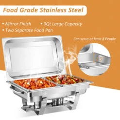 2 Packs Chafing Dish 9 Quart Stainless Rectangular Chafer Full Size Buffet -Whole House Kitchenware 27817674004adffc 8966 w800 h800 b0 p0