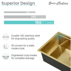 Tourner 32x19 Stainless Steel, Single Basin, Undermount Kitchen Sink, Gold -Whole House Kitchenware 2831c4f301018e6c 1457 w800 h800 b1 p0