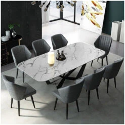 Stylish 79" Rectangle White Faux Marble Top Dining Table, Large -Whole House Kitchenware 2861211e00f687ec 5275 w800 h800 b0 p0