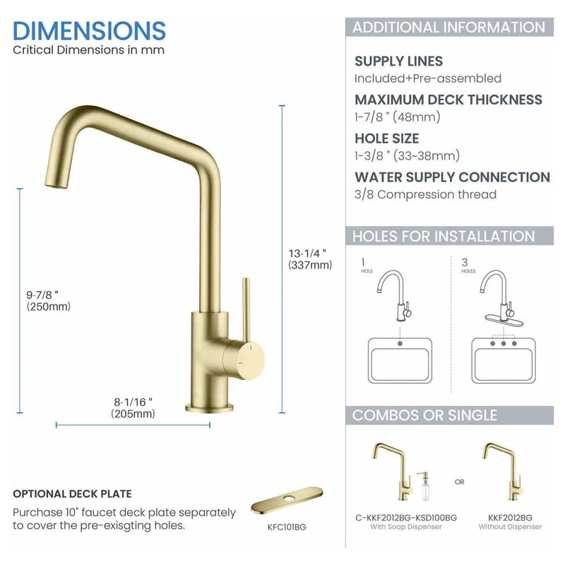 Macon Single Lever Kitchen Bar Faucet, Brush Gold 9 Macon Single Lever Kitchen Bar Faucet, Brush Gold - Image 7