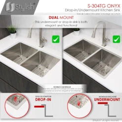30"L X 18"W Stainless Steel Double Basin Dual Mount Kitchen Sink With Grids 27 30"L X 18"W Stainless Steel Double Basin Dual Mount Kitchen Sink With Grids -Whole House Kitchenware 2951136f00a6f944 5797 w800 h800 b0 p0