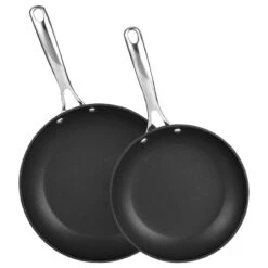 2 Piece Hard Anodize Nonstick Cookware Fry Pan Skillet Saute, 9.5"/11", Black