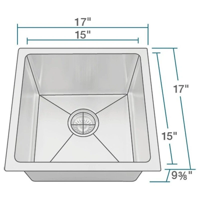 1717 Single Bowl 3/4" Stainless Steel Sink, 16-Gauge, Sink Only 5 1717 Single Bowl 3/4" Stainless Steel Sink, 16-Gauge, Sink Only - Image 3