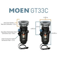Moen GT33C GT Series 1/3 HP Continuous Garbage Disposal - Black -Whole House Kitchenware 2a11b52600c934dd 0085 w800 h800 b1 p0