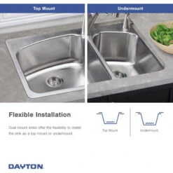 DSESR127221 Dayton Stainless Steel 27" X 22" X 8", Dual Mount Sink, 1 Hole -Whole House Kitchenware 2b81ef2a0e601a24 8064 w800 h800 b0 p0
